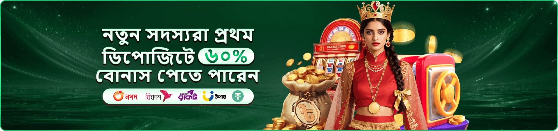স্বর্ণ ও গেমিং থিমের প্রচারণা ব্যানার